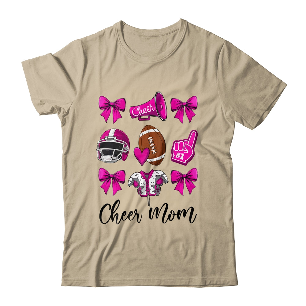Cheer Mom Pink Women Cheerleading Football Coquette Bow Shirt & Sweatshirt | teecentury