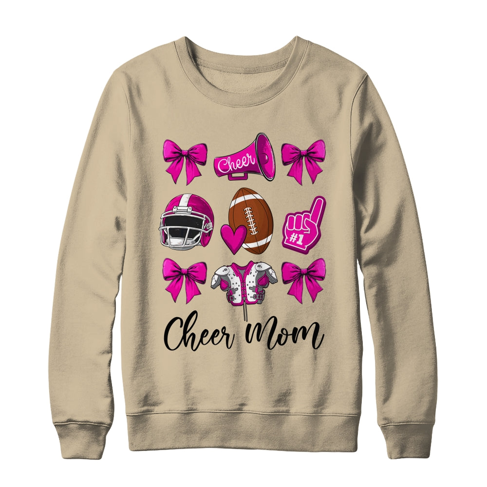 Cheer Mom Pink Women Cheerleading Football Coquette Bow Shirt & Sweatshirt | teecentury