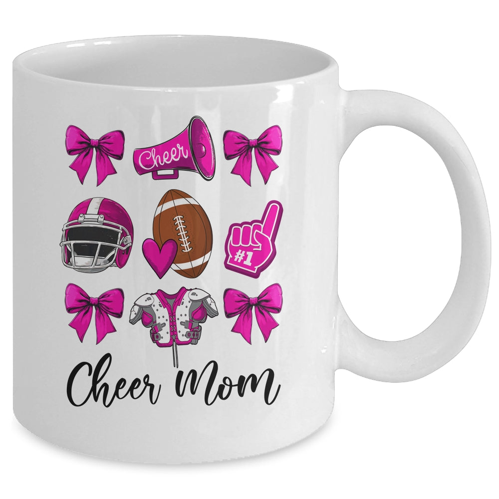 Cheer Mom Pink Women Cheerleading Football Coquette Bow Mug | teecentury