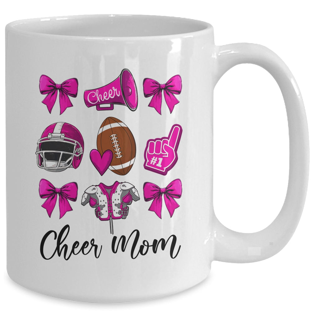 Cheer Mom Pink Women Cheerleading Football Coquette Bow Mug | teecentury