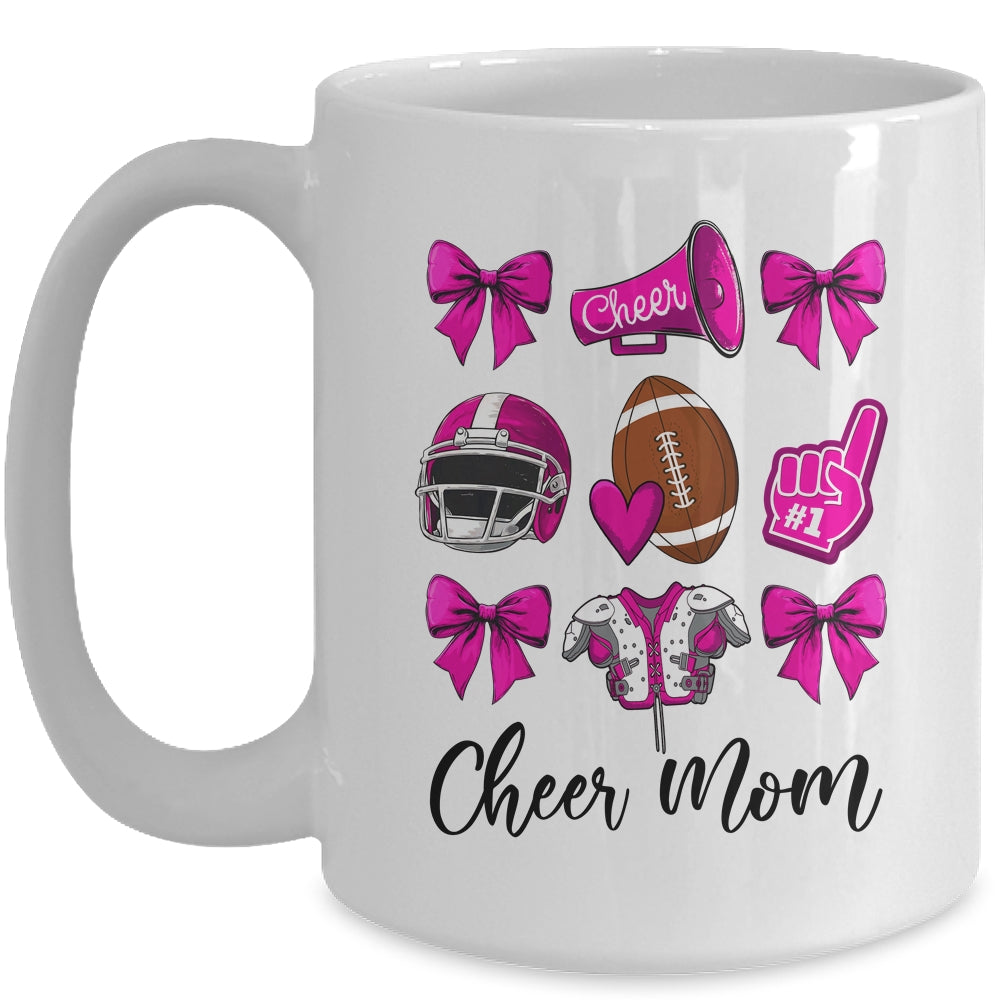 Cheer Mom Pink Women Cheerleading Football Coquette Bow Mug | teecentury
