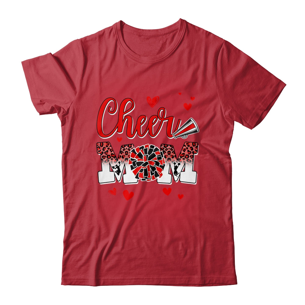 Cheer Mom Red Black White Leopard Letters Cheer Pom Poms Shirt & Tank Top | teecentury