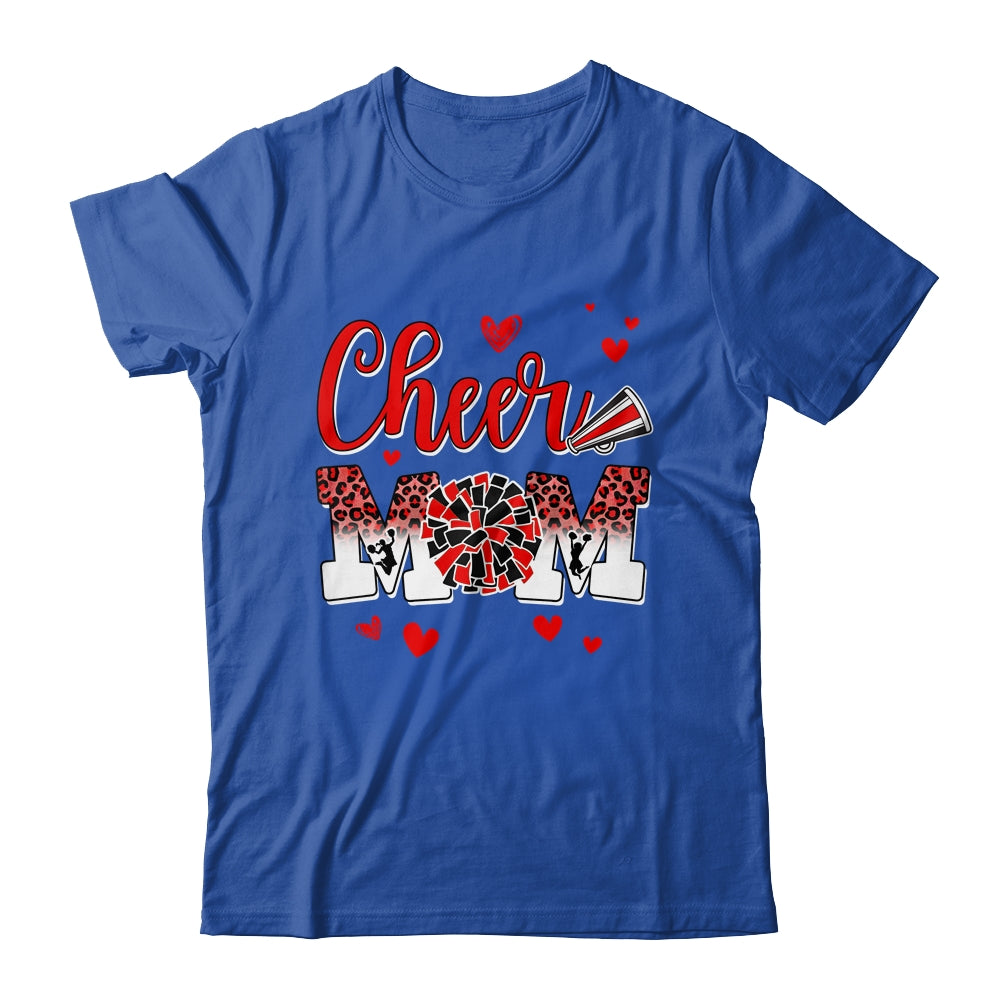 Cheer Mom Red Black White Leopard Letters Cheer Pom Poms Shirt & Tank Top | teecentury