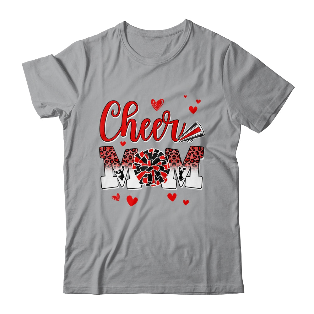 Cheer Mom Red Black White Leopard Letters Cheer Pom Poms Shirt & Tank Top | teecentury