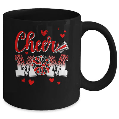 Cheer Mom Red Black White Leopard Letters Cheer Pom Poms Mug | teecentury