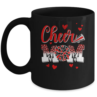 Cheer Mom Red Black White Leopard Letters Cheer Pom Poms Mug | teecentury