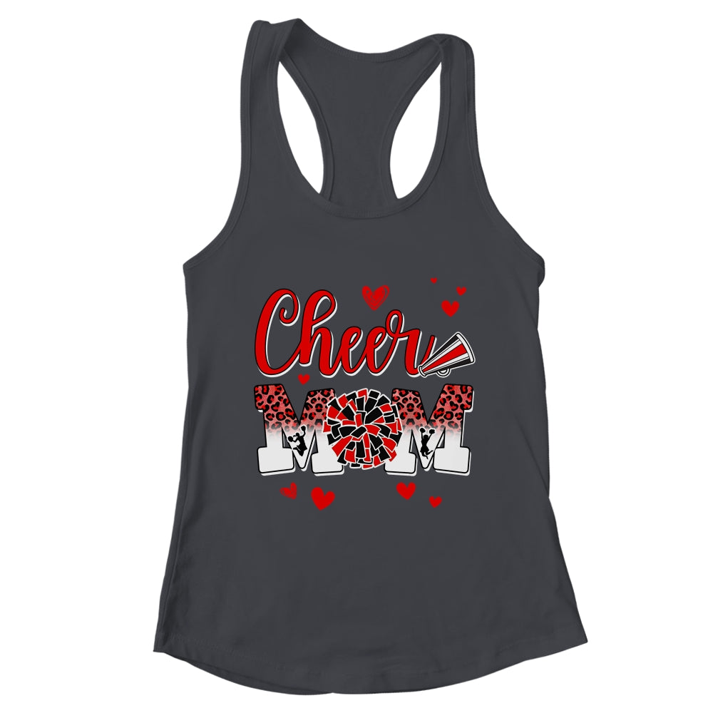 Cheer Mom Red Black White Leopard Letters Cheer Pom Poms Shirt & Tank Top | teecentury