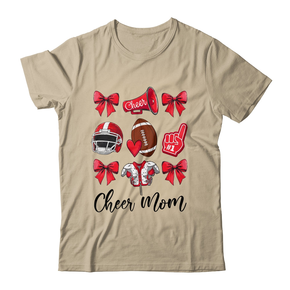 Cheer Mom Red Women Cheerleading Football Coquette Bow Shirt & Sweatshirt | teecentury