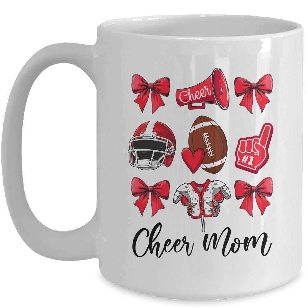 Cheer Mom Red Women Cheerleading Football Coquette Bow Mug | teecentury