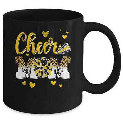 Cheer Mom Yellow Black White Leopard Letters Cheer Pom Poms Mug | teecentury