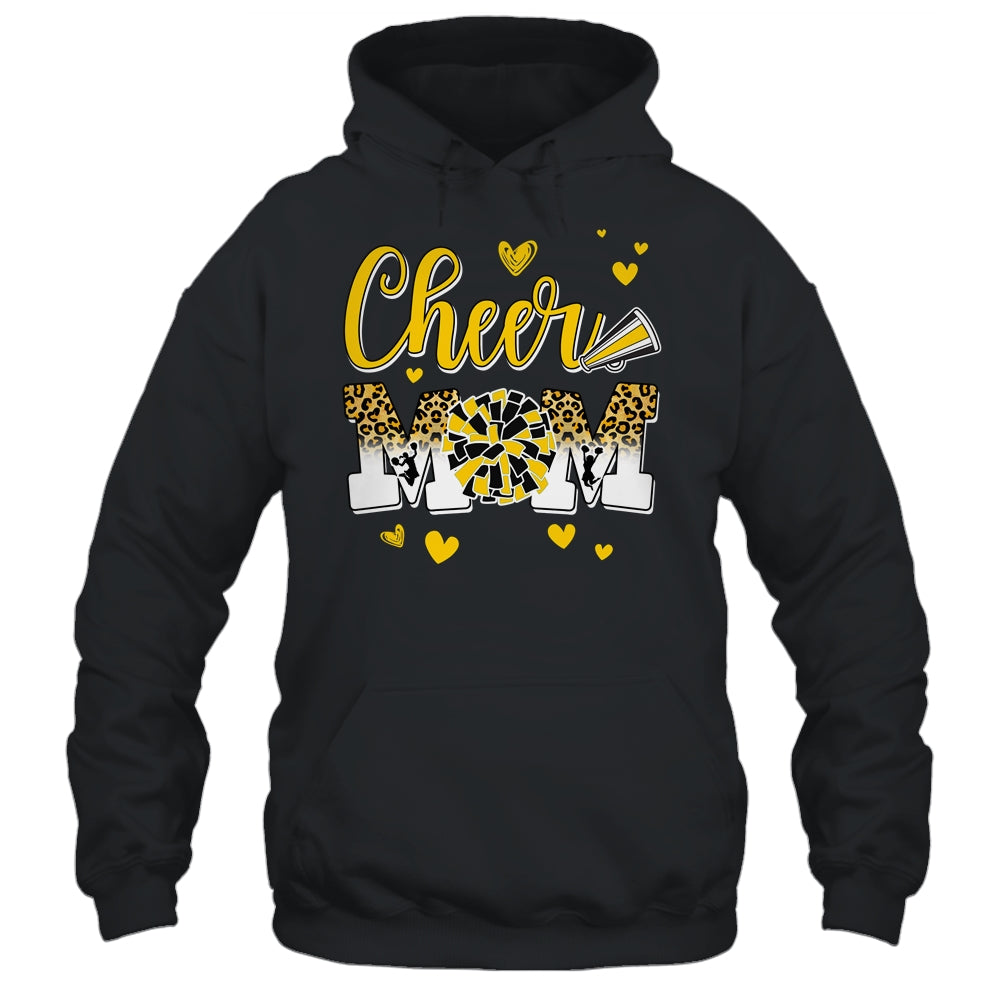 Cheer Mom Yellow Black White Leopard Letters Cheer Pom Poms Shirt & Tank Top | teecentury