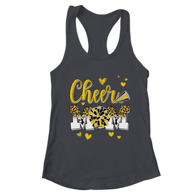 Cheer Mom Yellow Black White Leopard Letters Cheer Pom Poms Shirt & Tank Top | teecentury