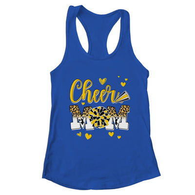 Cheer Mom Yellow Black White Leopard Letters Cheer Pom Poms Shirt & Tank Top | teecentury