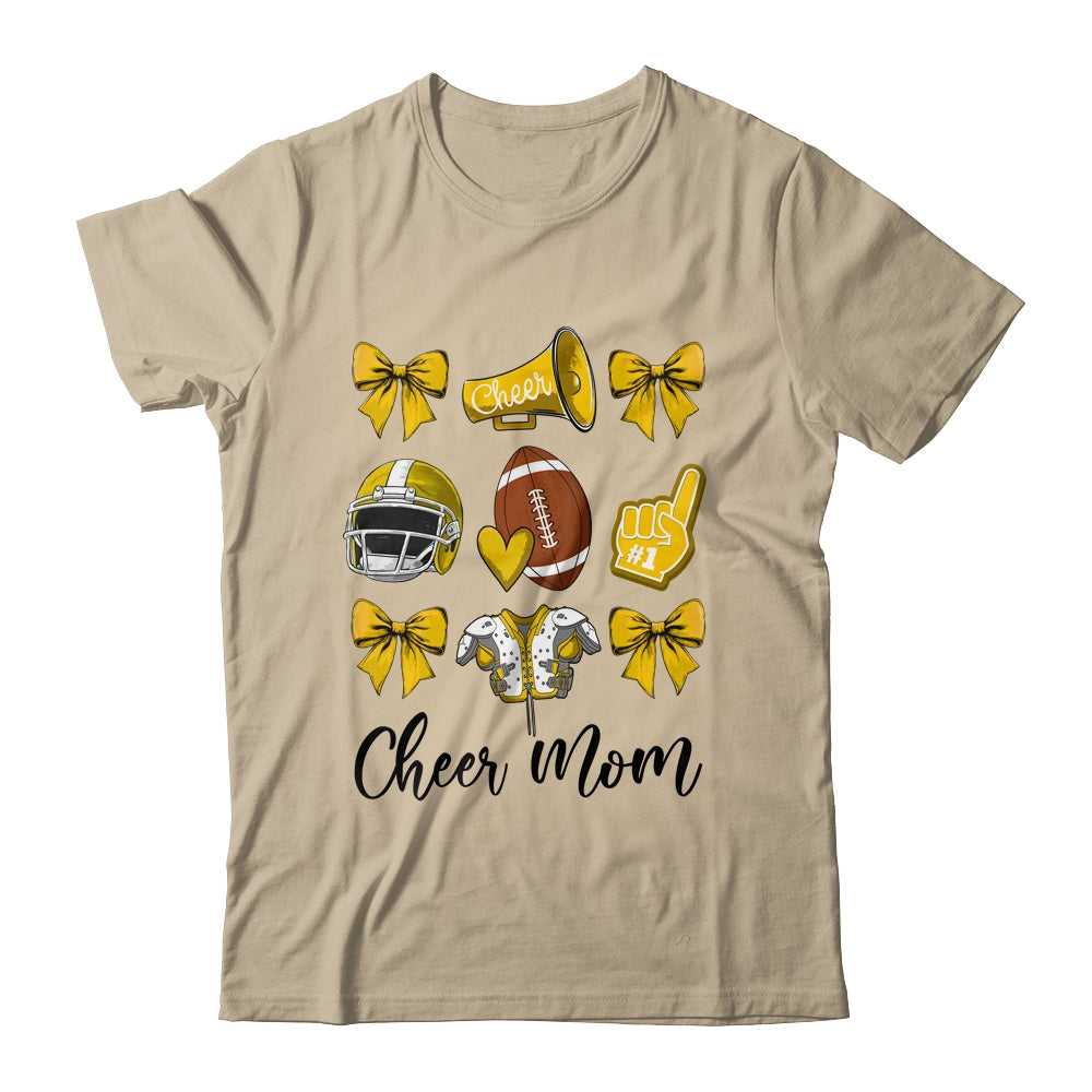 Cheer Mom Yellow Women Cheerleading Football Coquette Bow Shirt & Sweatshirt | teecentury