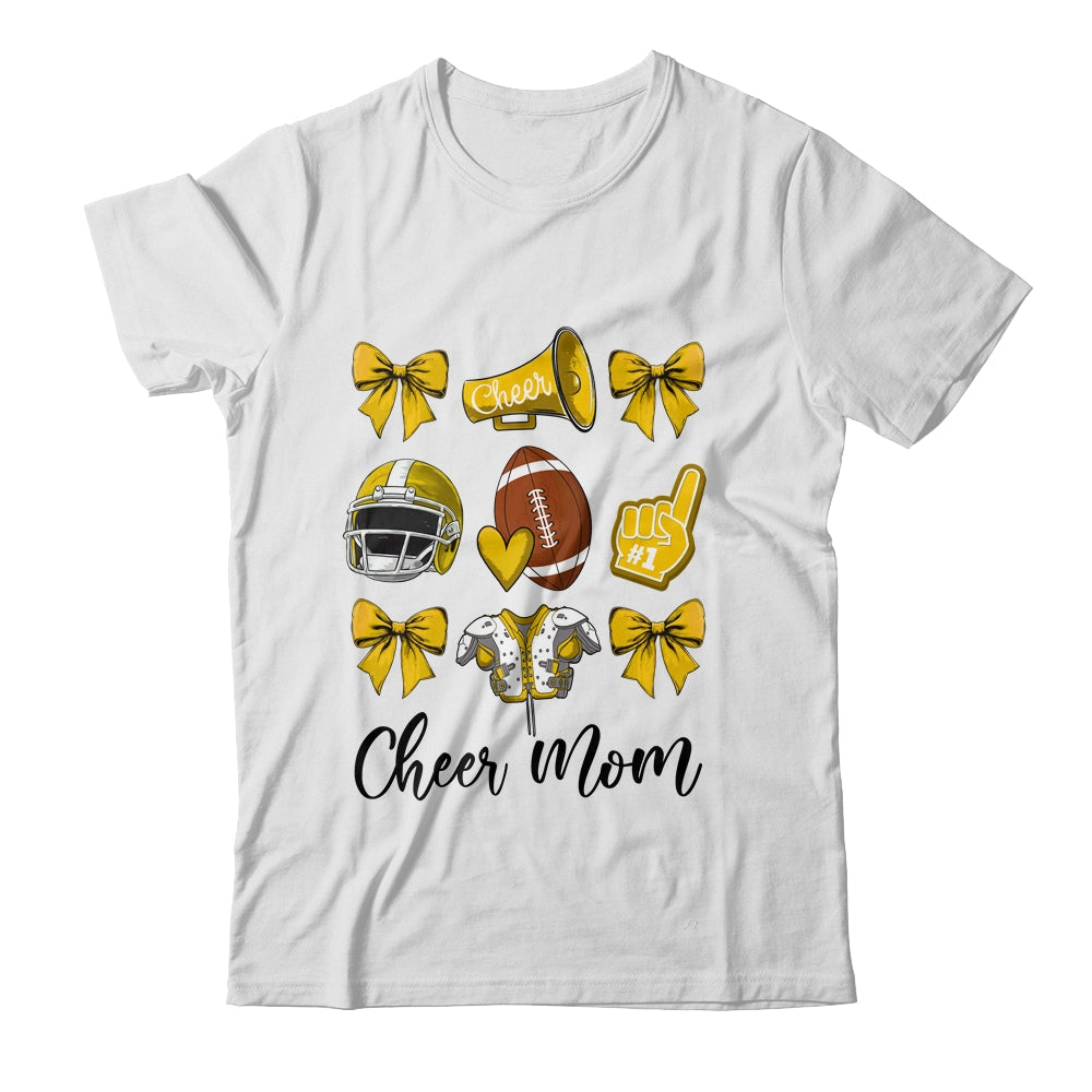 Cheer Mom Yellow Women Cheerleading Football Coquette Bow Shirt & Sweatshirt | teecentury