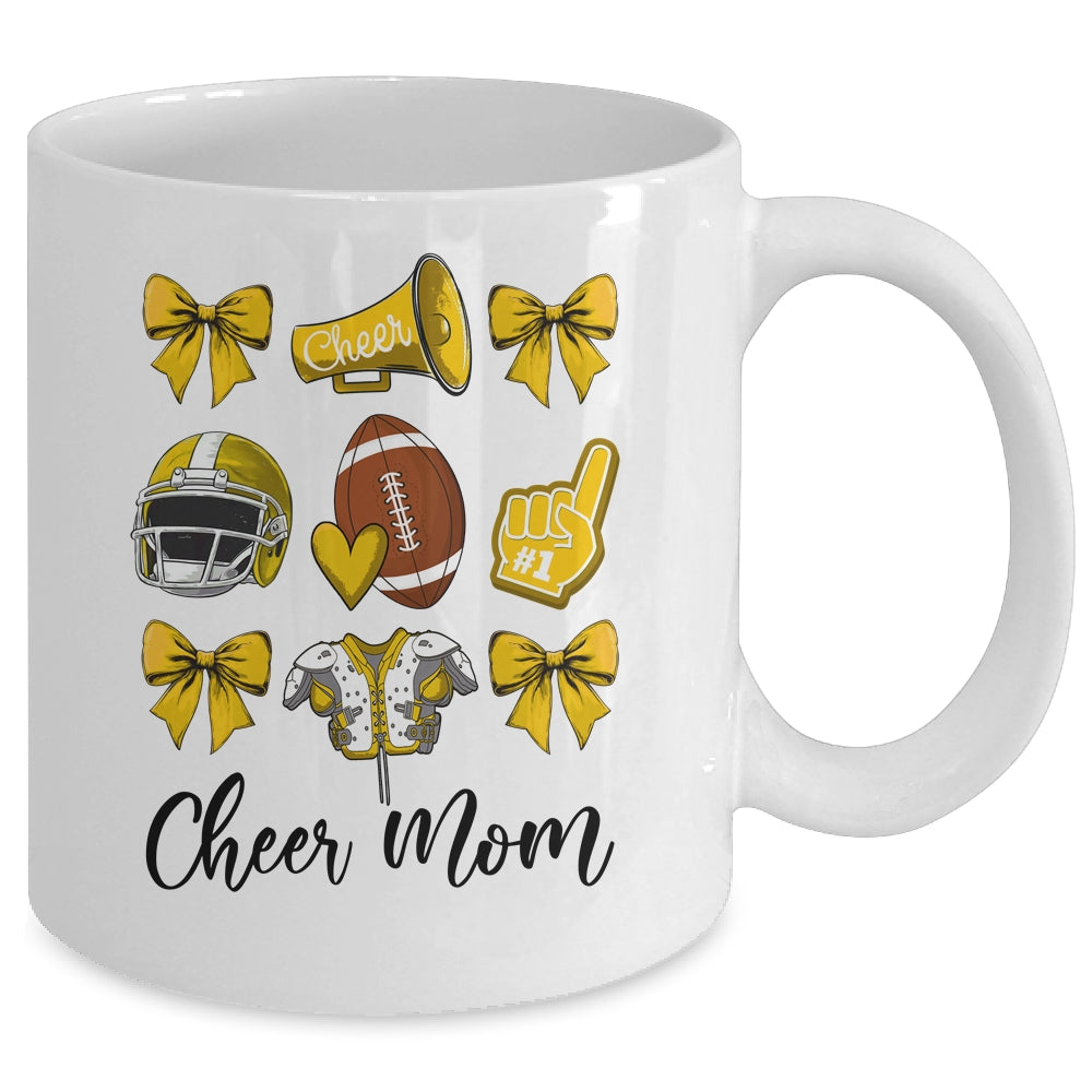 Cheer Mom Yellow Women Cheerleading Football Coquette Bow Mug | teecentury