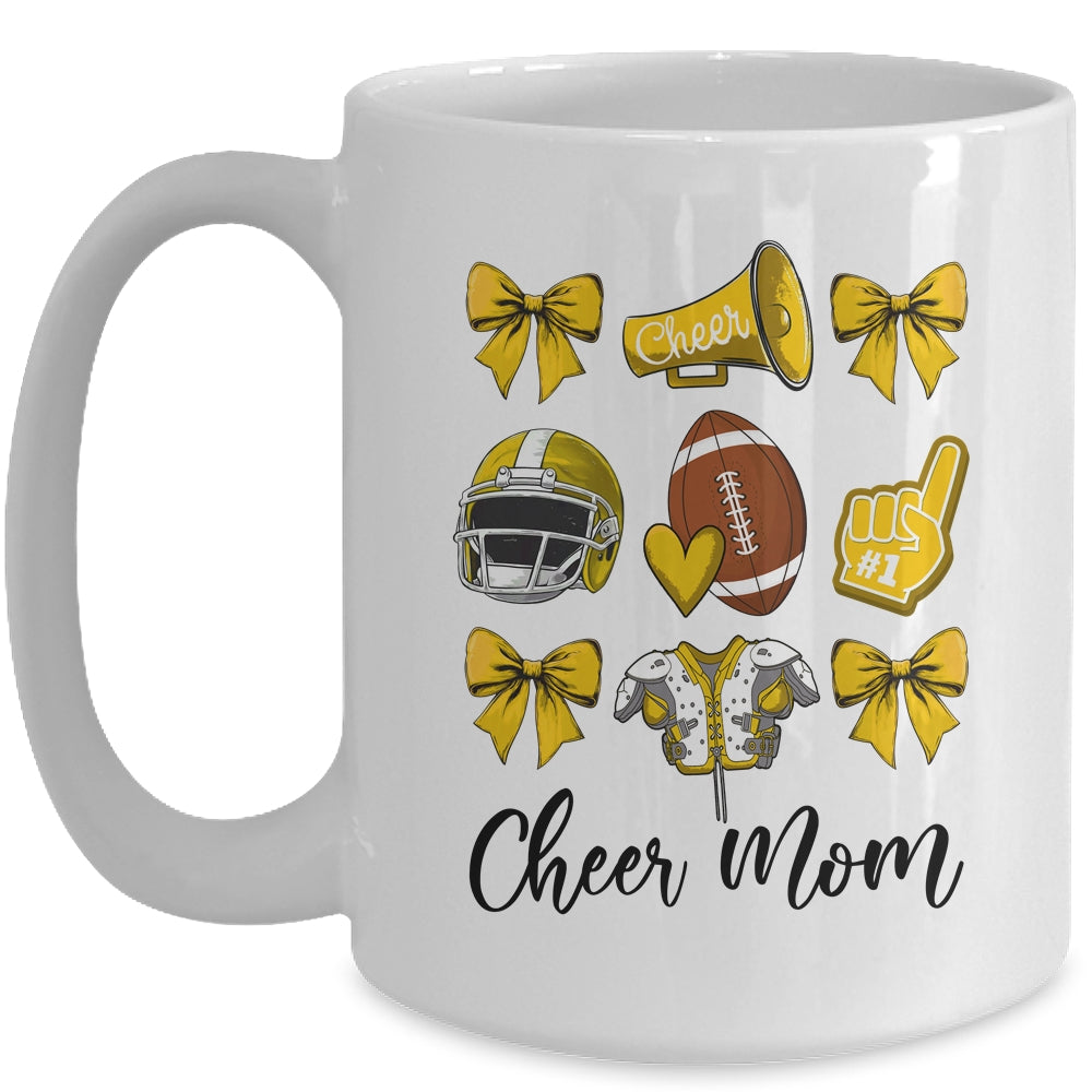 Cheer Mom Yellow Women Cheerleading Football Coquette Bow Mug | teecentury