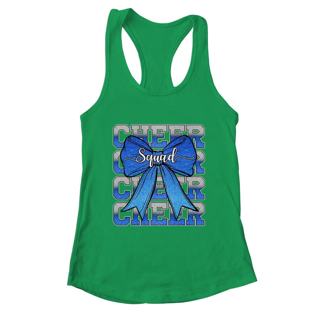 Cheer Squad Funny Cheerleader Cheerleading Coquette Bow Blue Shirt & Tank Top | teecentury