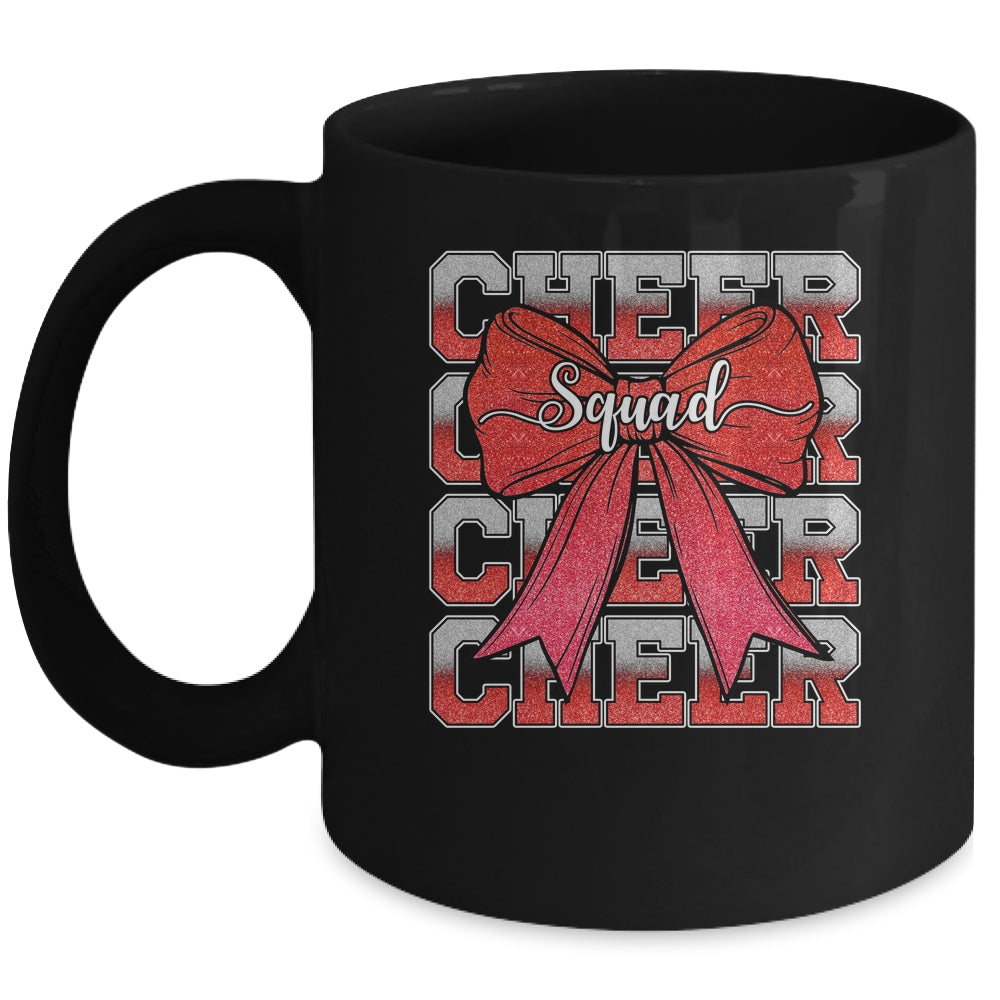 Cheer Squad Funny Cheerleader Cheerleading Coquette Bow Red Mug | teecentury