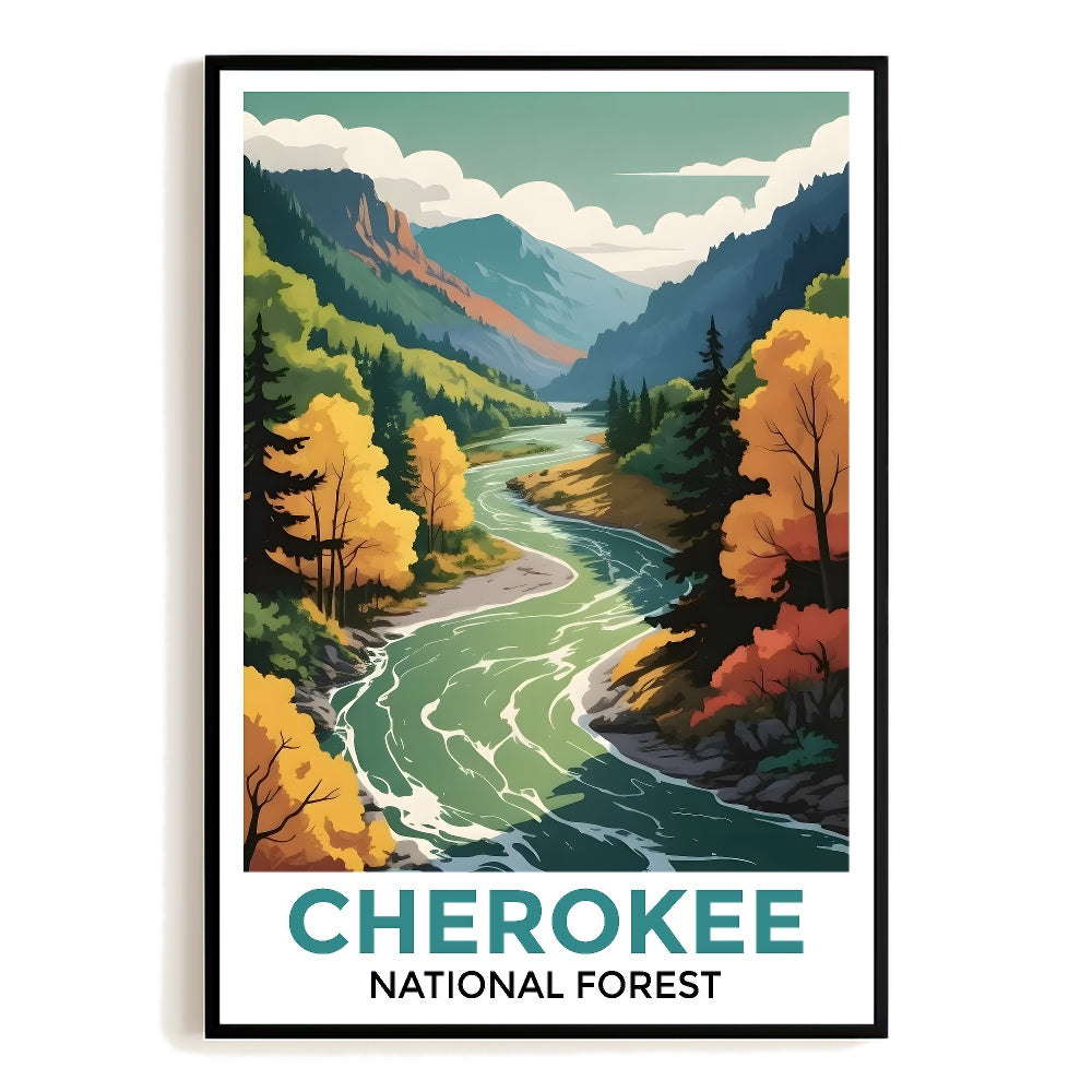 Cherokee National Forest Vintage Style Poster Nature Lovers And Travel Enthusiasts Wall Art Landscape Print Painting Ideal For Living Room Office Home Decor Unframed | teecentury