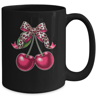 Cherry Fruit Kawaii Cherry Cherries Leopard Coquette Bow Mug | teecentury