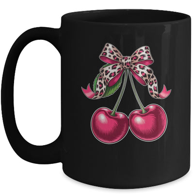 Cherry Fruit Kawaii Cherry Cherries Leopard Coquette Bow Mug | teecentury