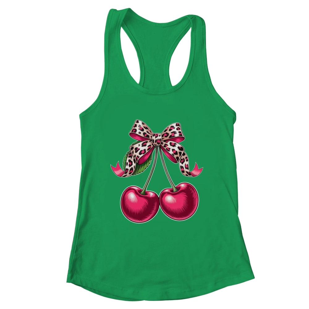 Cherry Fruit Kawaii Cherry Cherries Leopard Coquette Bow Shirt & Tank Top | teecentury