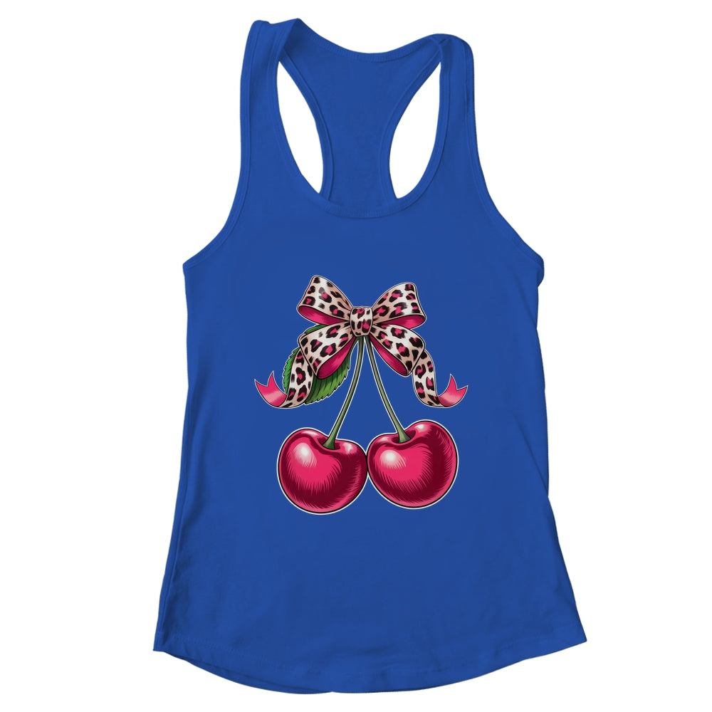 Cherry Fruit Kawaii Cherry Cherries Leopard Coquette Bow Shirt & Tank Top | teecentury
