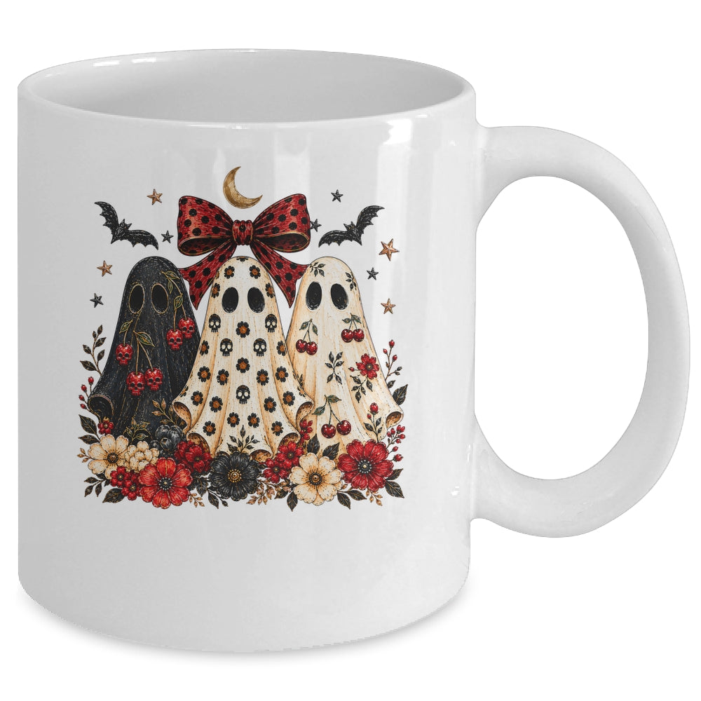 Cherry Ghost Coquette Halloween Spooky Season Ghost Leopard Mug | teecentury