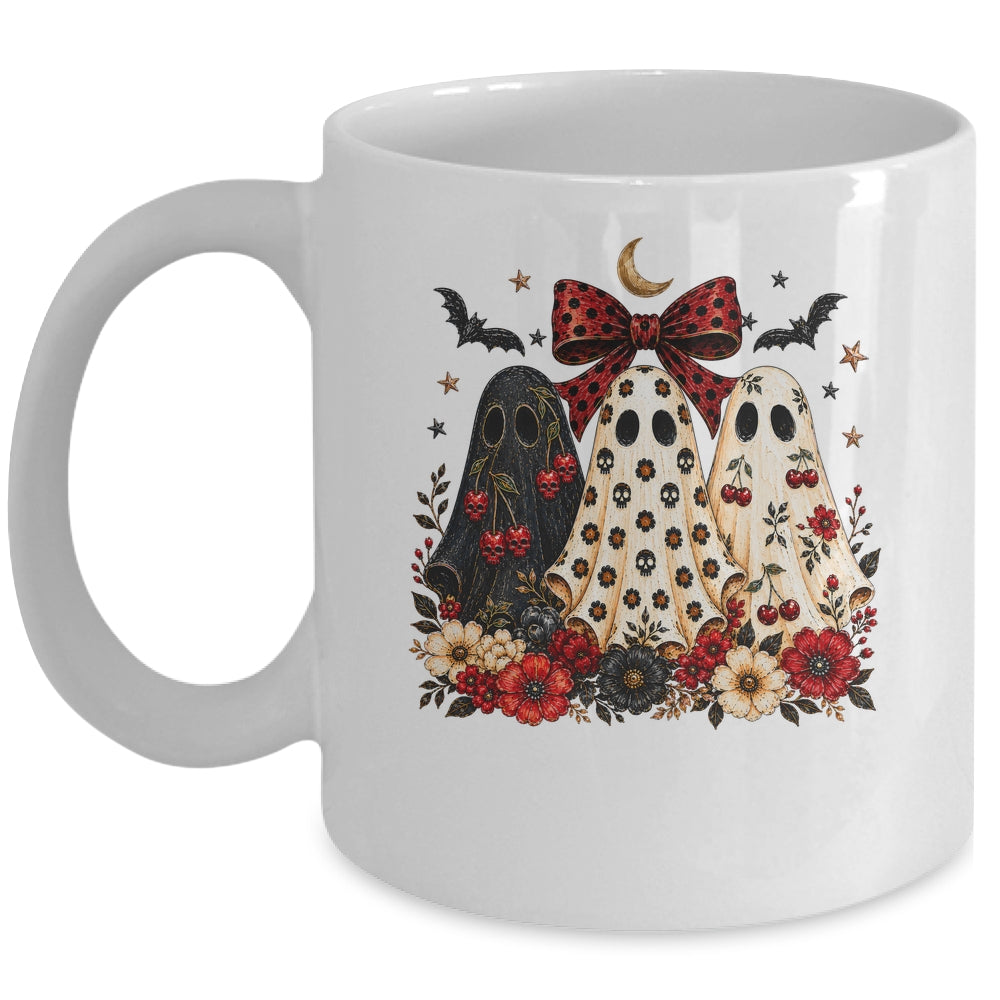 Cherry Ghost Coquette Halloween Spooky Season Ghost Leopard Mug | teecentury