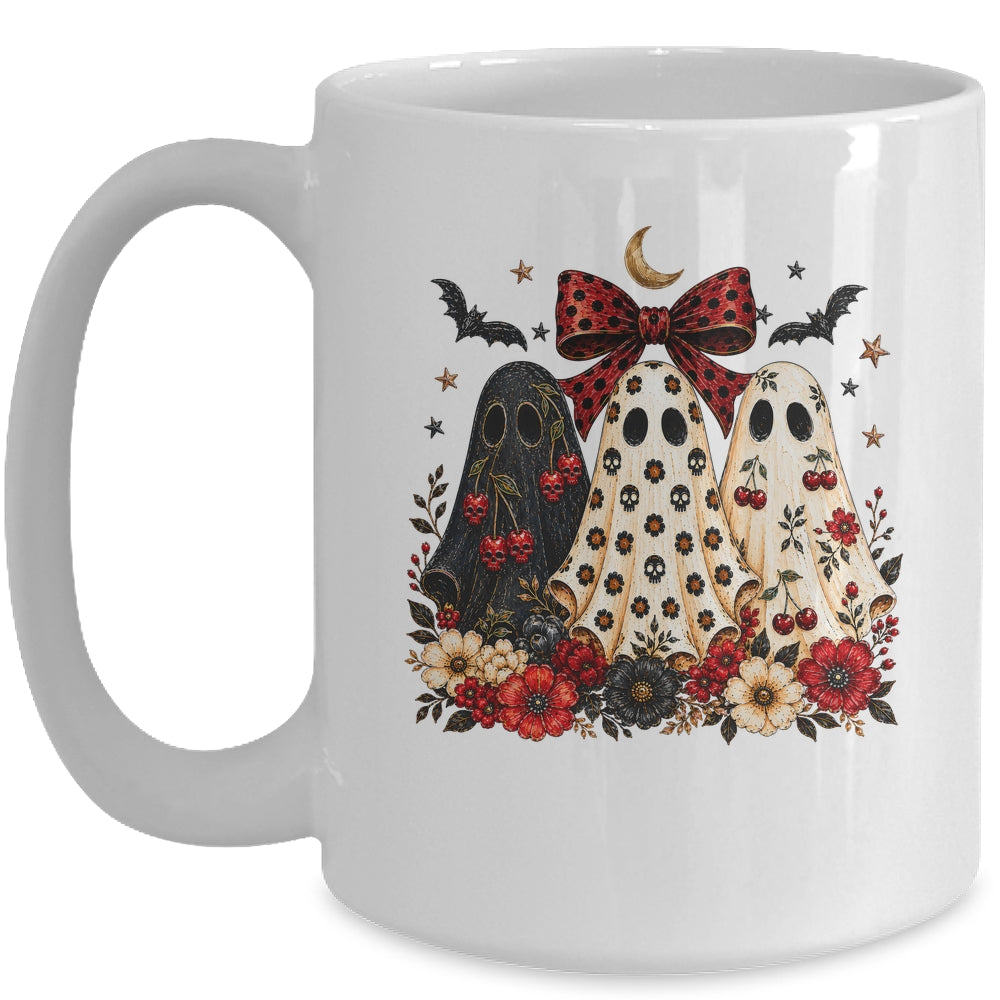 Cherry Ghost Coquette Halloween Spooky Season Ghost Leopard Mug | teecentury