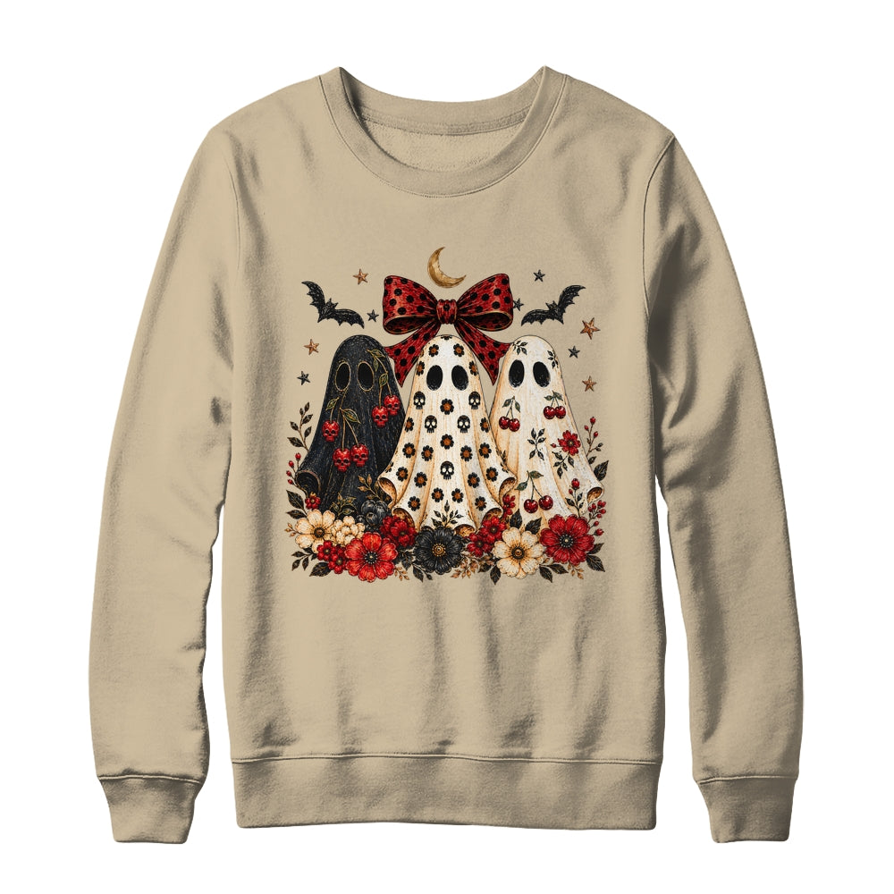Cherry Ghost Coquette Halloween Spooky Season Ghost Leopard Shirt & Sweatshirt | teecentury