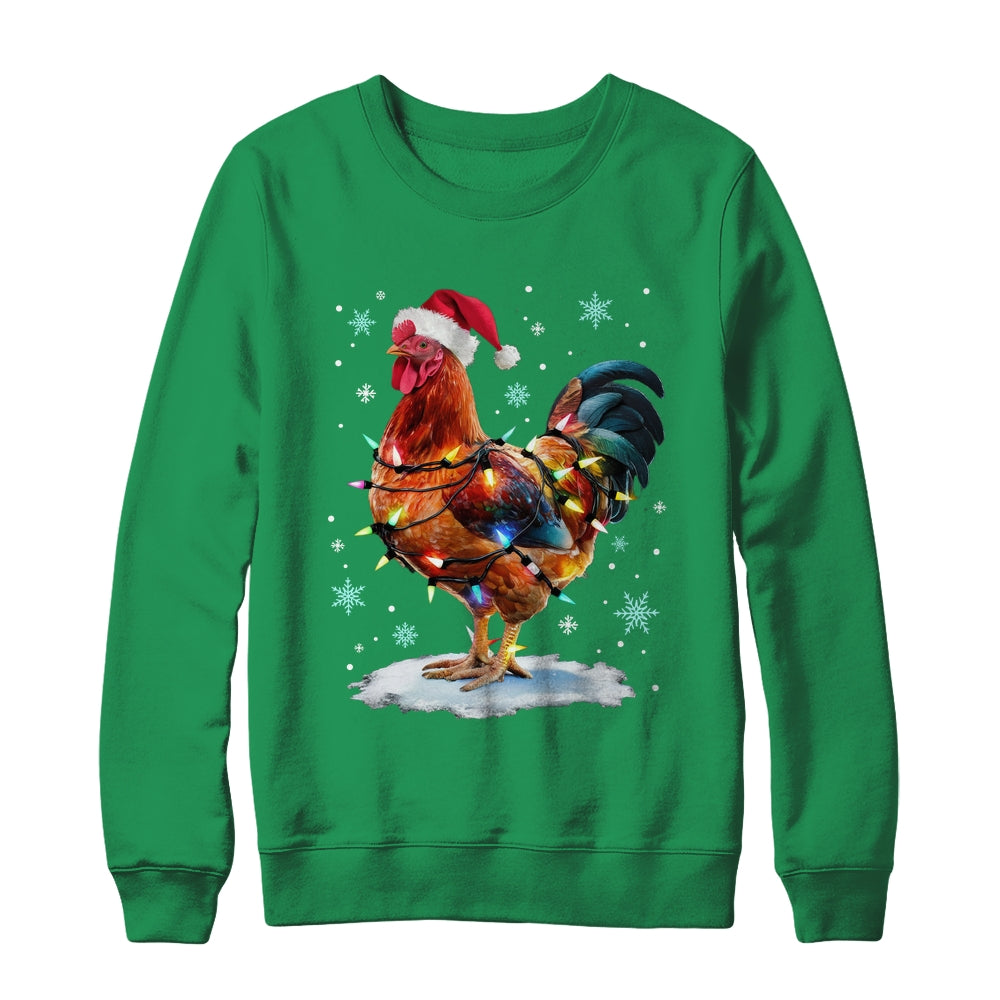 Chicken Christmas Chickens Santa Hat Xmas Chicken Lover Shirt & Sweatshirt | teecentury