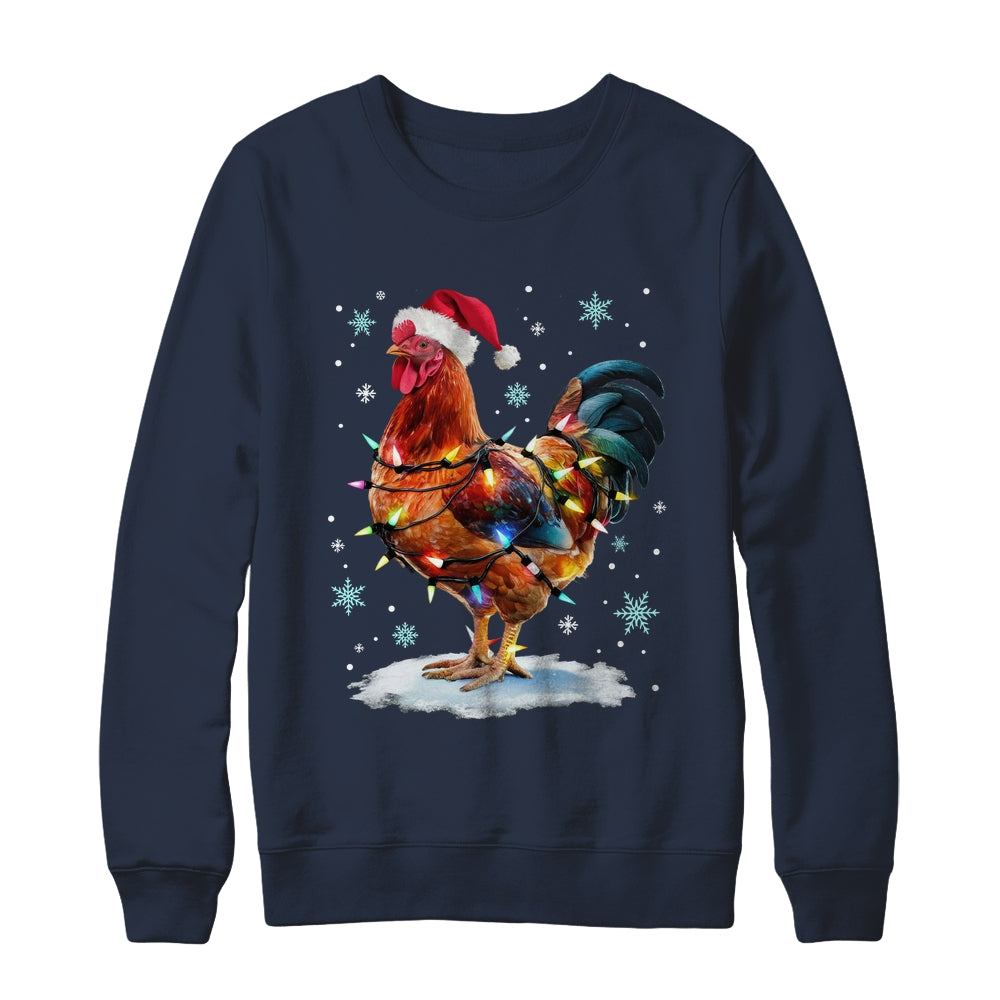 Chicken Christmas Chickens Santa Hat Xmas Chicken Lover Shirt & Sweatshirt | teecentury