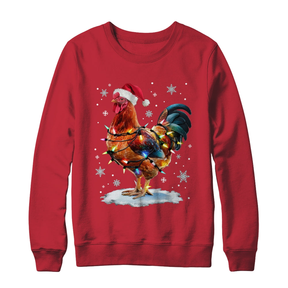 Chicken Christmas Chickens Santa Hat Xmas Chicken Lover Shirt & Sweatshirt | teecentury