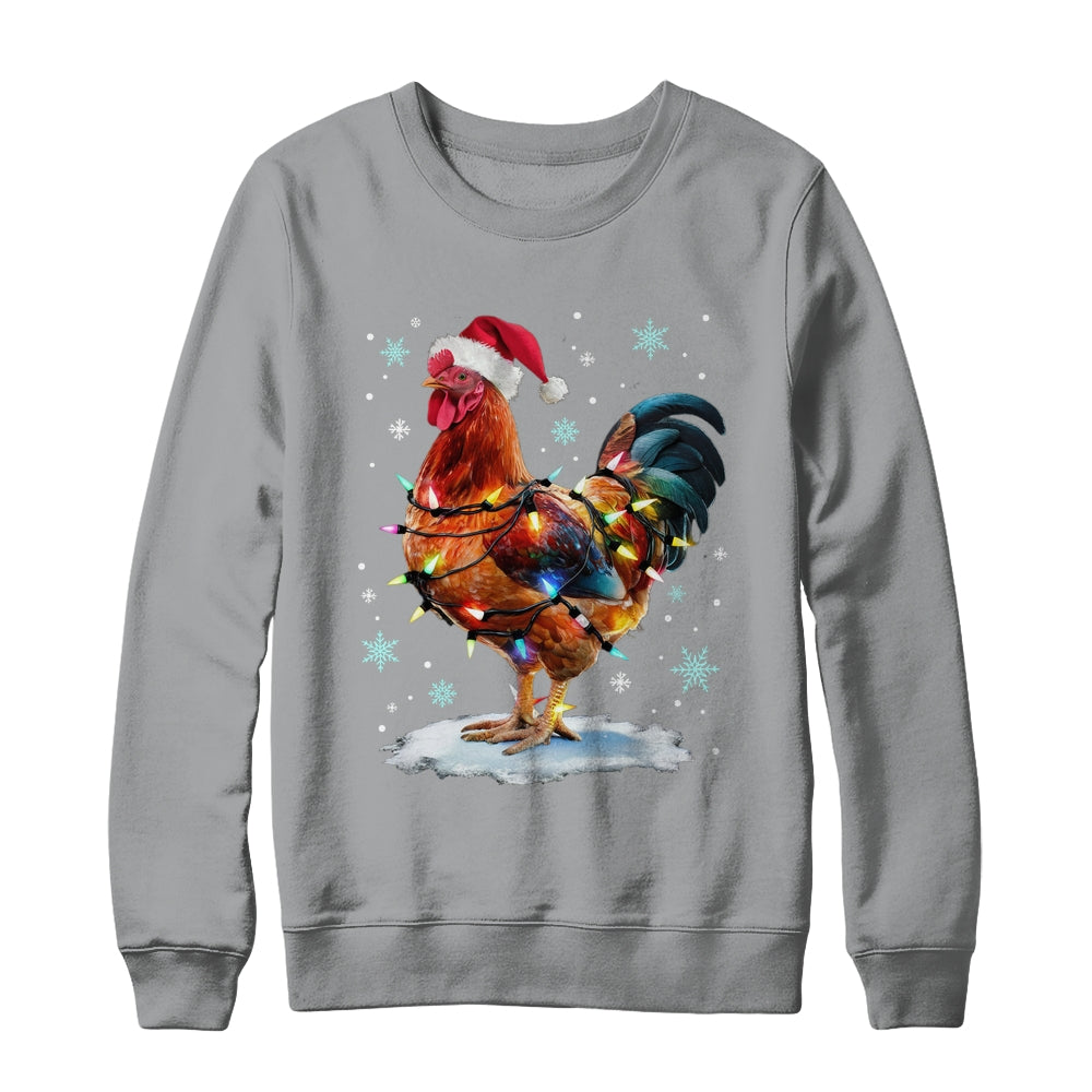 Chicken Christmas Chickens Santa Hat Xmas Chicken Lover Shirt & Sweatshirt | teecentury