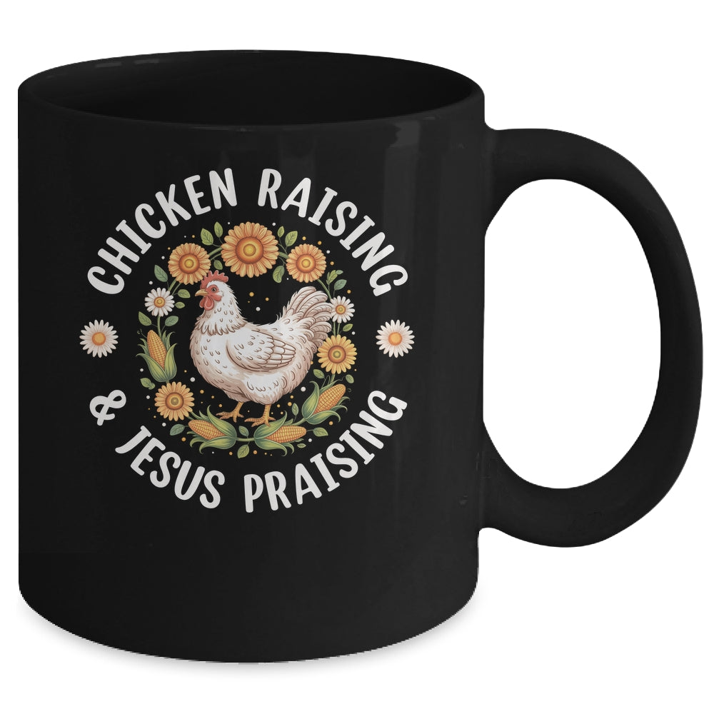 Chicken Raising & Jesus Praising Christian Farmer Lover Mug | teecentury