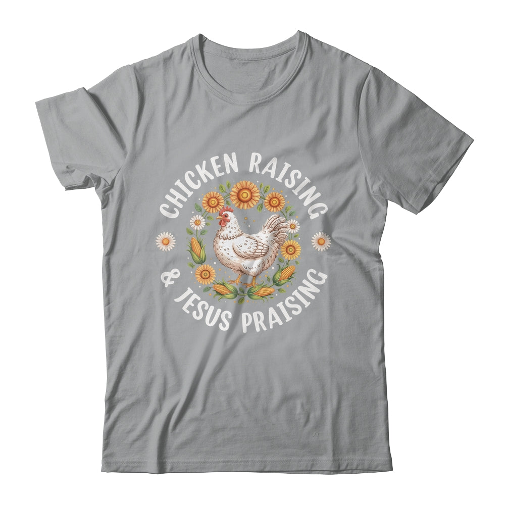 Chicken Raising & Jesus Praising Christian Farmer Lover Shirt & Tank Top | teecentury