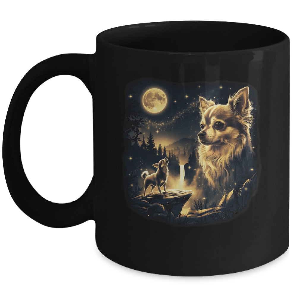 Chihuahua Howling To The Moon Vintage 90s Retro Dog Lover Mug | teecentury