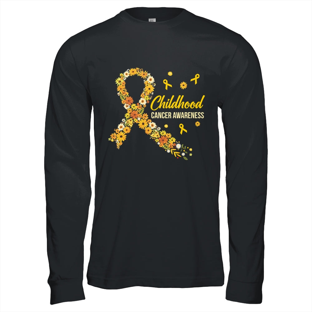 Childhood Cancer Awareness Hippie Flower Gold Ribbon Support Shirt & Hoodie | teecentury