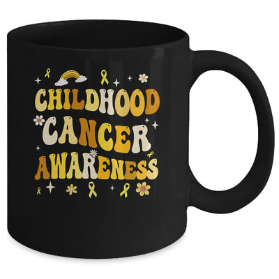 Childhood Cancer Awareness Hippie Flower Gold Ribbon Support Mug | teecentury