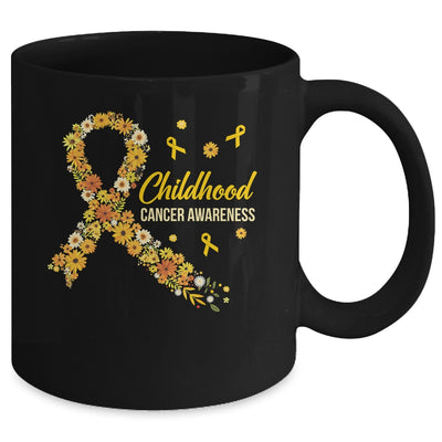 Childhood Cancer Awareness Hippie Flower Gold Ribbon Support Mug | teecentury