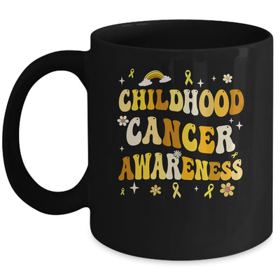 Childhood Cancer Awareness Hippie Flower Gold Ribbon Support Mug | teecentury
