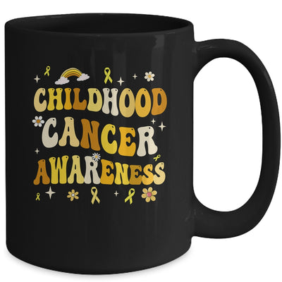 Childhood Cancer Awareness Hippie Flower Gold Ribbon Support Mug | teecentury