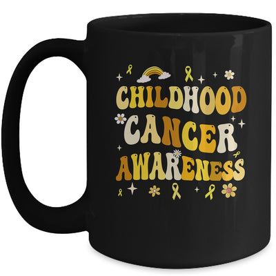 Childhood Cancer Awareness Hippie Flower Gold Ribbon Support Mug | teecentury