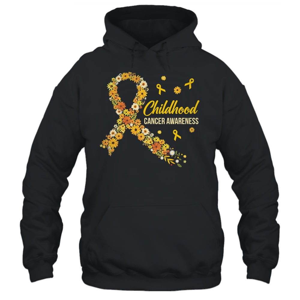 Childhood Cancer Awareness Hippie Flower Gold Ribbon Support Shirt & Hoodie | teecentury