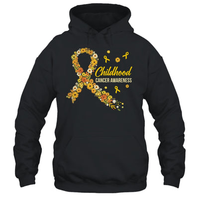 Childhood Cancer Awareness Hippie Flower Gold Ribbon Support Shirt & Hoodie | teecentury