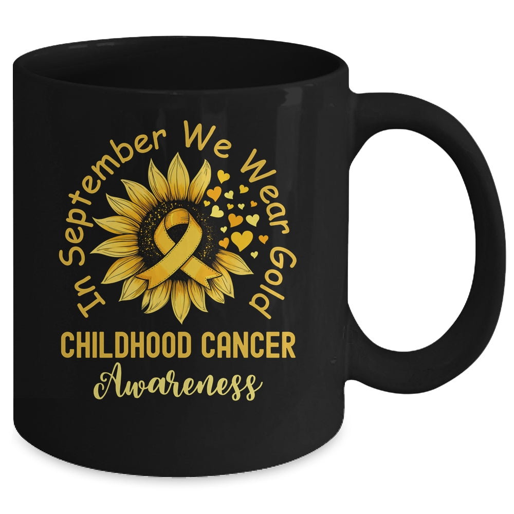 Childhood Cancer Awareness In September We Wear Gold Sunflower Mug | teecentury