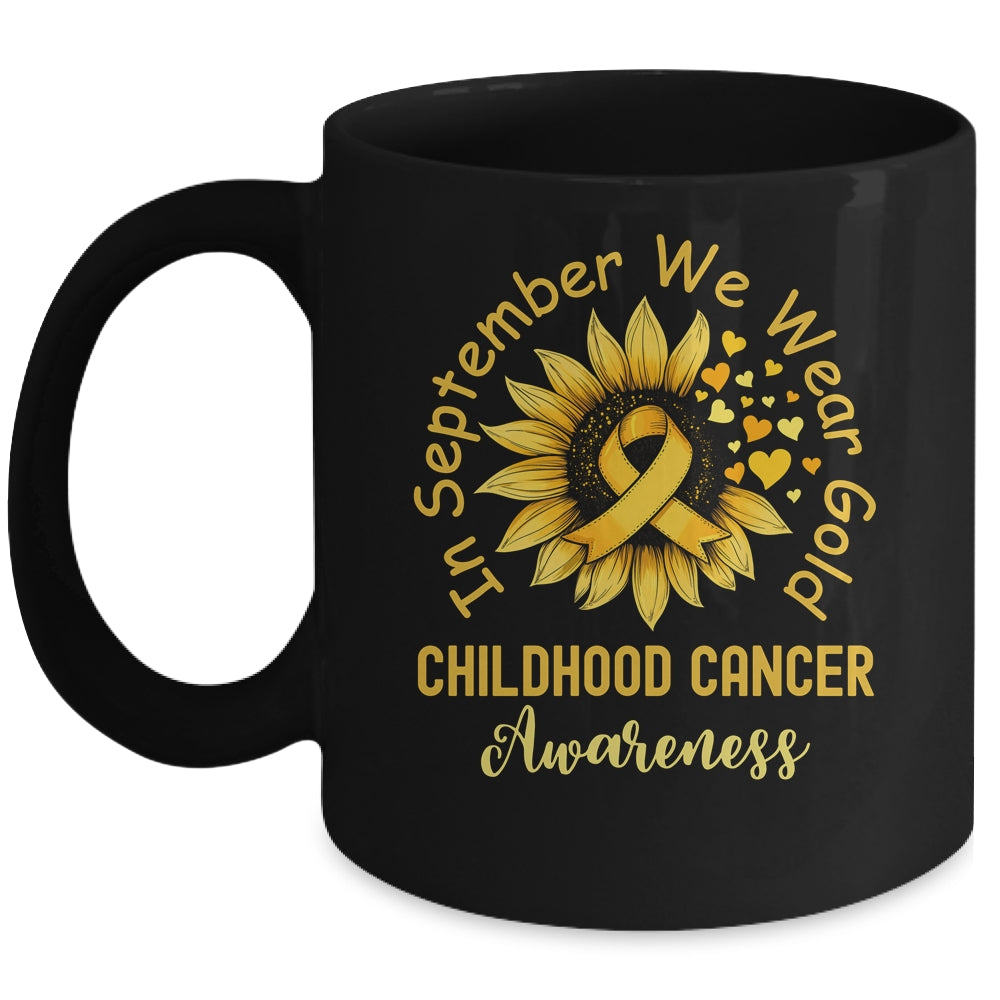 Childhood Cancer Awareness In September We Wear Gold Sunflower Mug | teecentury