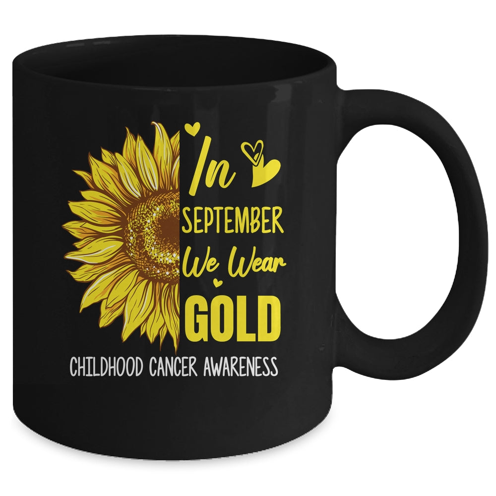 Childhood Cancer Awareness In September Wear Gold Sunflower Mug | teecentury